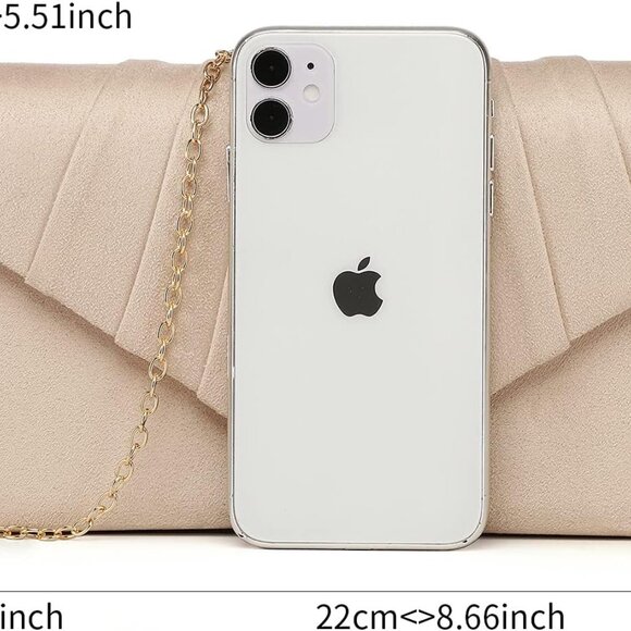 Women's Evening Handbags Pleated Suede Evening Bag Velvet Clutch Bag Wedding Bri - Picture 3 of 6